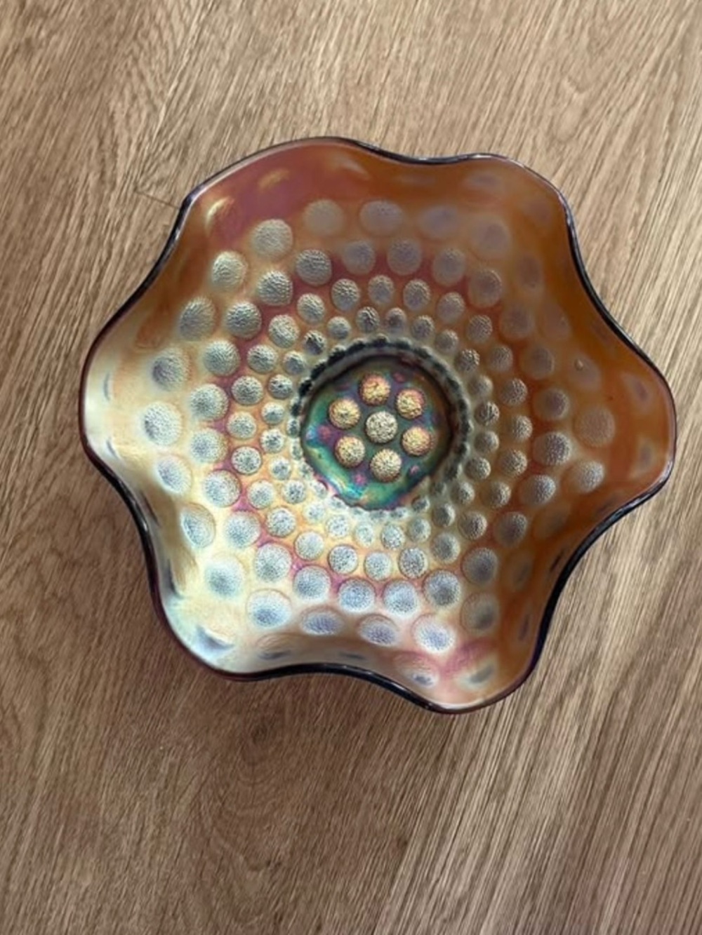 Fenton Iridescent Amethyst Coin Dot bowl